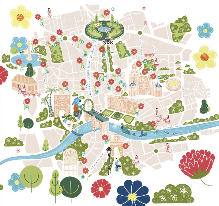 jardines de primavera plano