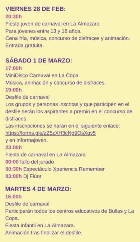 carnaval bullas 2025 programa