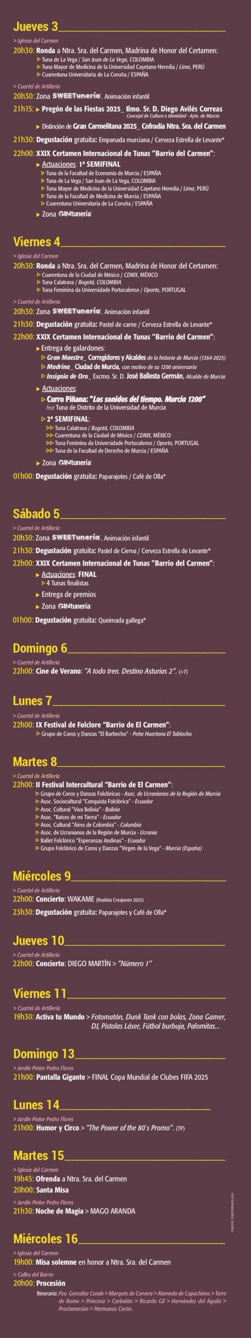 fiestas del carmen programa 2025