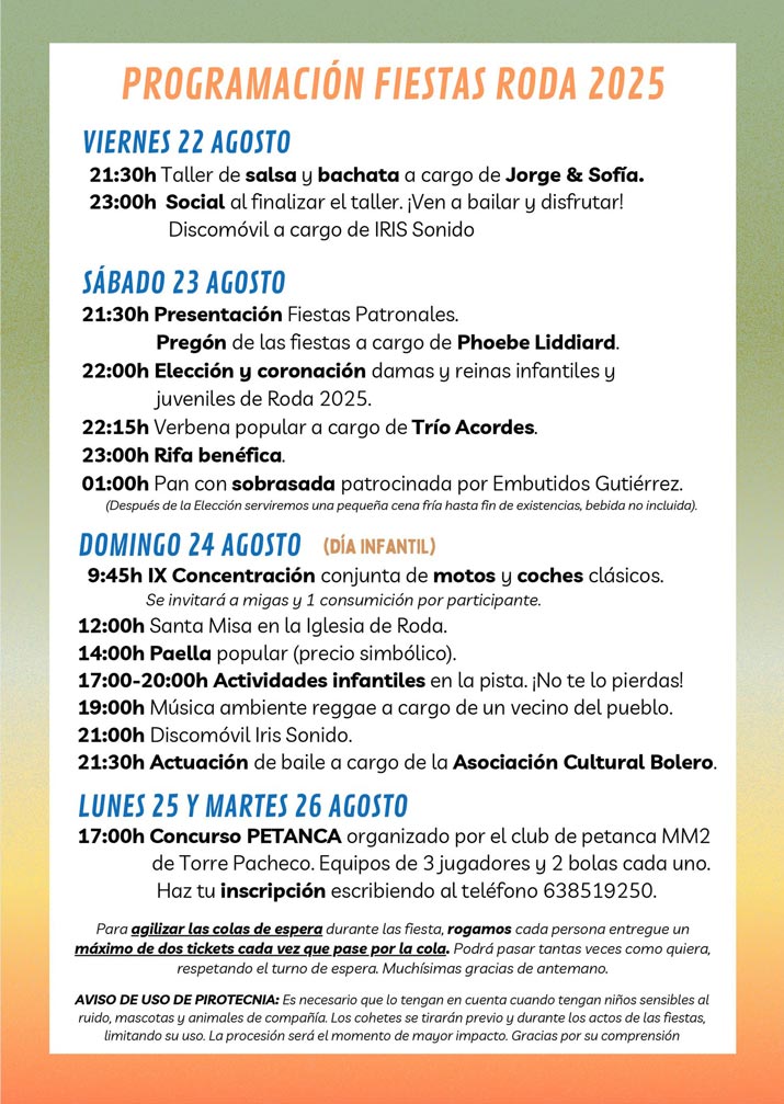 fiestas patronales la roda 2025 programa 1