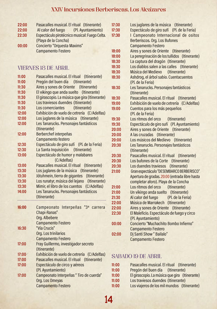 incursiones berberiscas 2025 los alcazares programa 2
