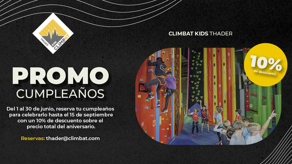 Cumpleaños con descuento en junio en Climbat Kids Thader 
