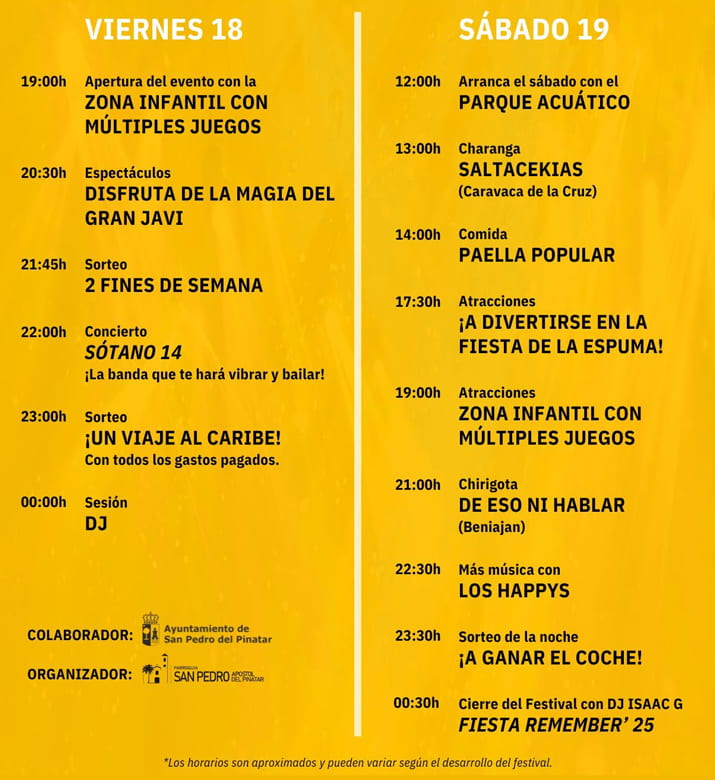 pinatar summer fest 2025 programa