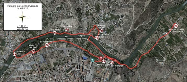 ruta norias de abaran mapa