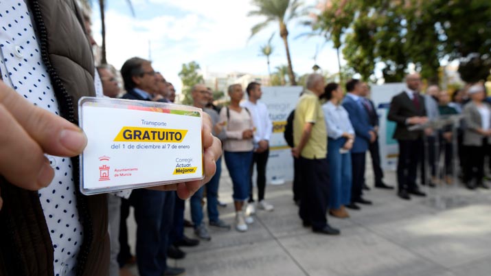 El transporte público gratuito abarcará a todos los barrios y pedanías de Murcia